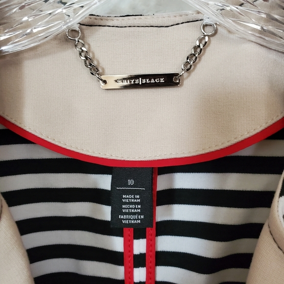 10 White House Black Market Stripe Zip Faux Motorcycle Jacket Blazer - Picture 9 of 11